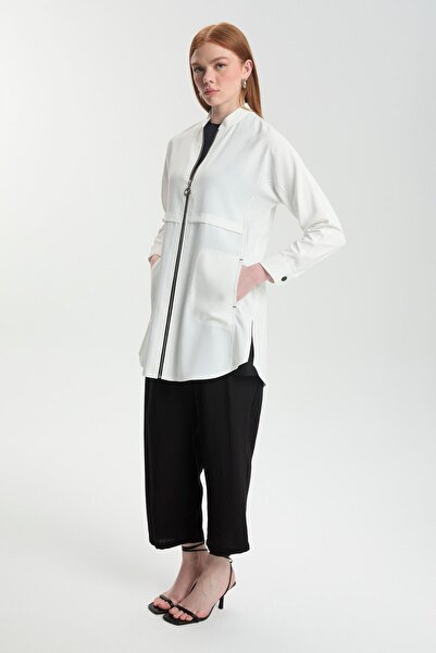 Zühre Куртка з коміром-стійкою та блискавкою, екрю, C-0130