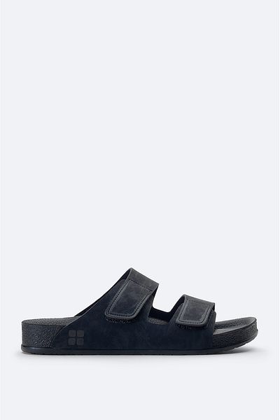 Avva Men's Black Banded Leather Look Slippers A41Y8301