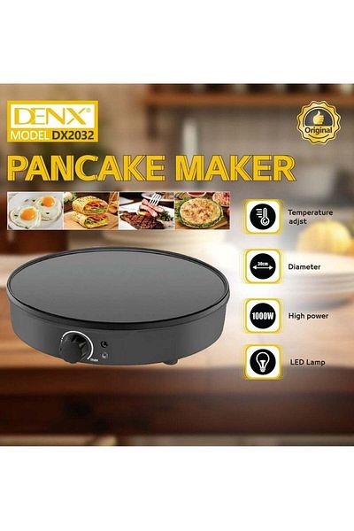 Denx صانعة فطائر الكريب، تحكم في درجة الحرارة قابل للتعديل، صينية خبز كهربائية غير لاصقة بقوة 1000 واط،