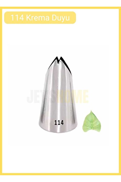 Jet's Home 114 Yaprak Desen Krema Duyu Büyük Boy Pasta Duyu Paslanmaz Çelik K...