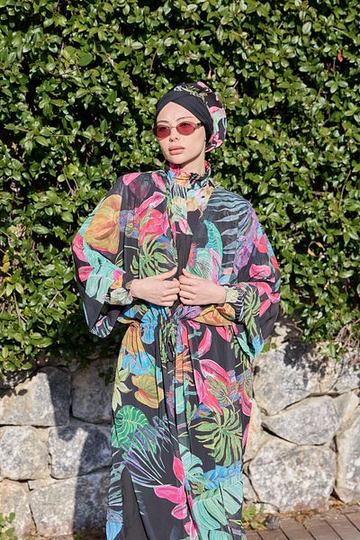 NS TASARIM MAYO Botanical model lace-up design hijab pareo