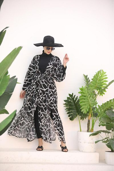 NS Tasarım Tesettür Mayo Geometric Hijab Pareo - Patterned Design