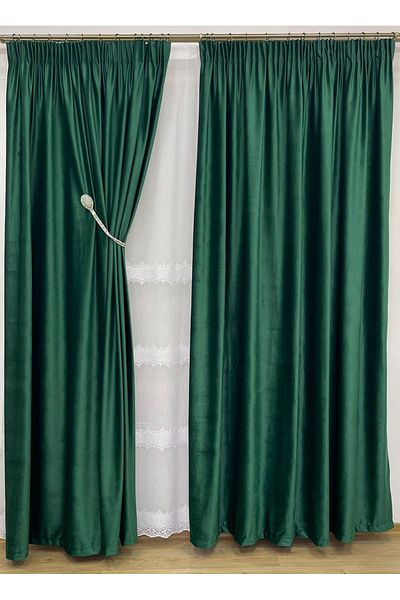 Liz Line Set of two velvet curtains, with drapery, various sizes and colors, from the "Velvet lux" range by Liz Line