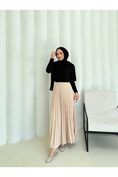 Melike Tatar Stone Pleated Skirt 32-3541