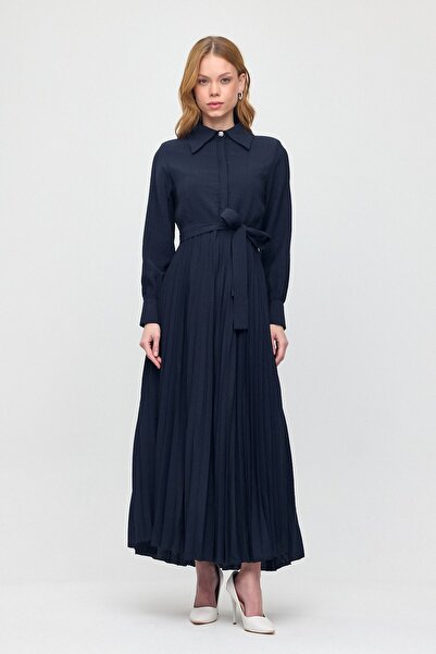 İrva Tesettür Monche Eteği Pliseli Oversize Pamuklu Elbise