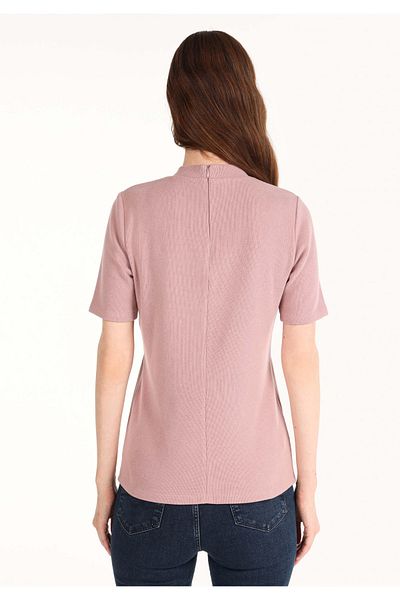 Colin's Slim Fit Half Turtleneck Women's Pink Short Sleeve T-Shirt
