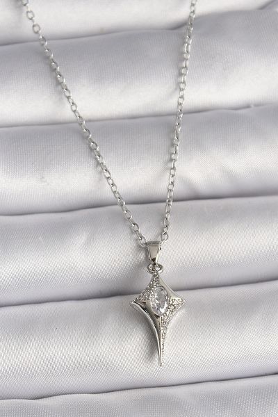 Skygo 316L Steel Silver Color Chain Zircon Stone North Star Model Women's Necklace - Tj-Bko9714
