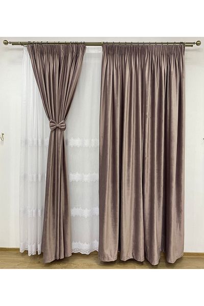 Liz Line Set of two velvet curtains, with drapery, various sizes and colors, from the "Velvet lux" range by Liz Line