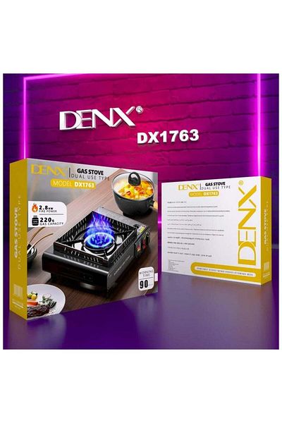 Denx موقد غاز محمول للتخييم والاستخدام الخارجي مقاس 34×28×8 سم