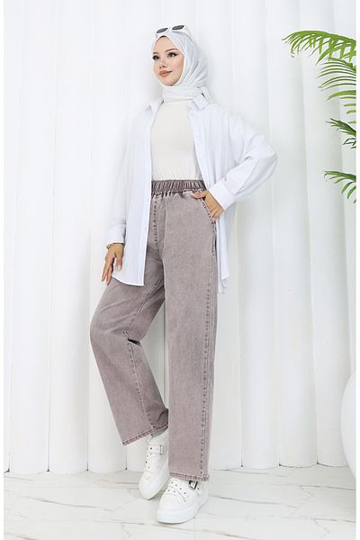sefamerve Blugi cu talie elastică Dusty Rose - 9633-04
