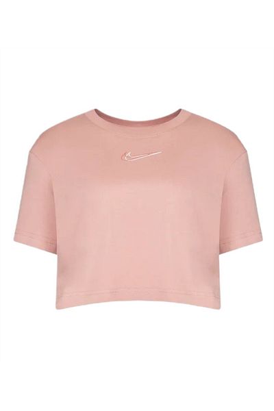 Nike W NSW CROP SS TEE PRNT women's pink t-shirt