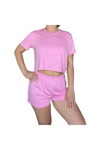 Merlot T-Shirt Shorts Knitted Pajama Set
