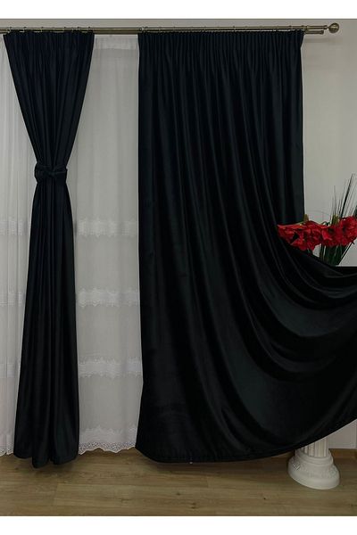 Liz Line Set of two velvet curtains, with ties and wide drapery, "Velvet lux" by Liz Line, 2x140x245-DR51114