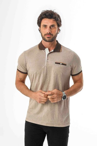 Tony Montana Polo Collar Buttoned Pocket Viscose Fabric Men's T-Shirt-Ar-1009