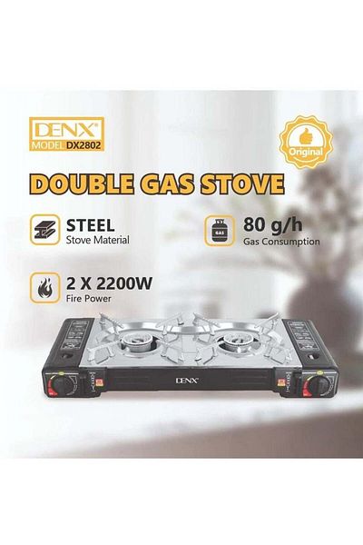 Denx Double Gas Stove with 2200 Watts per Burner - The Perfect Choice for Fast and Efficient Cooking