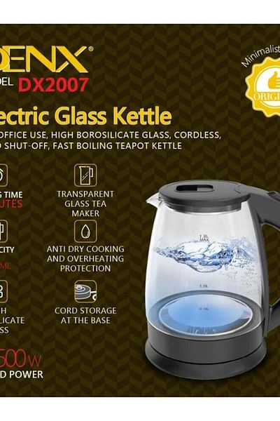 Denx DX2006 - غلاية كهربائية زجاجية