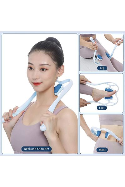 Tktoptan Neck Back Waist Massager Manual Portable 360 Rotatable Balls - Muscle Pain Relief Massager