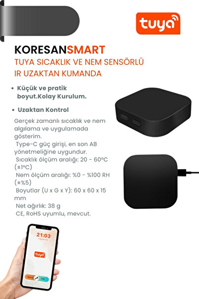 koresan Tuya Sıcaklık ve Nem Sensörlü IR Uzaktan Kumanda