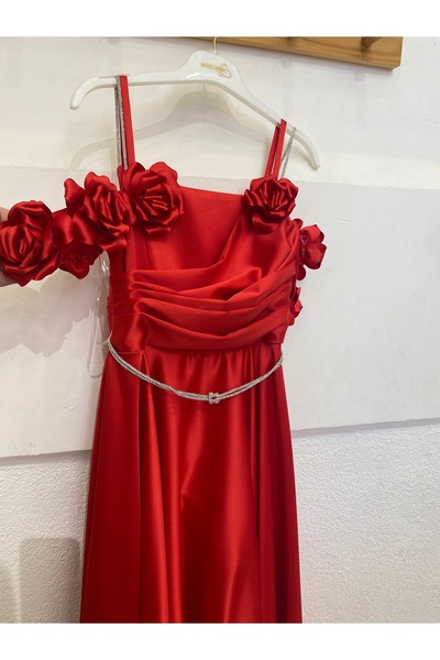 Elif Bebe Saten Rose Elbise