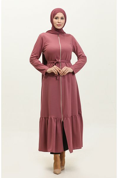 sefamerve Φούστα Dusty Rose Gathered and Sash Ferace - 0703-06
