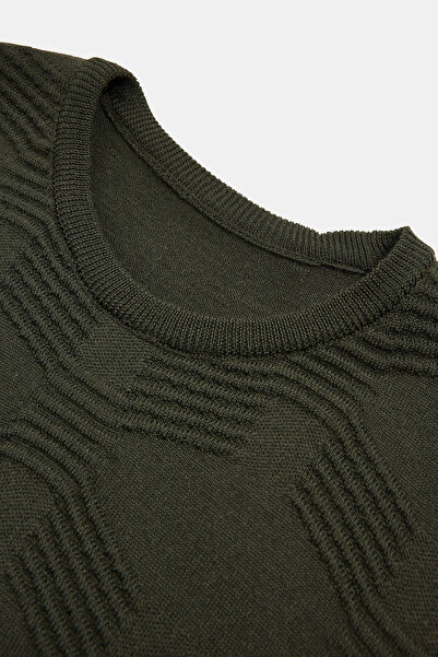 W Collection KHAKI BICYCLE COLLAR LONG SLEEVE SWEATER