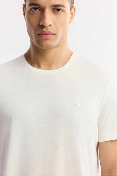 Avva Ανδρικό μπλουζάκι White Soft Touch Crew Neck B 001031