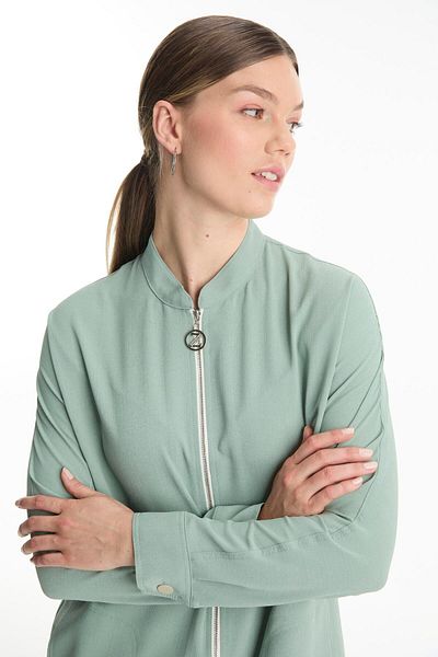 Zühre Zippered Judge Collar Mint Jacket C-0130