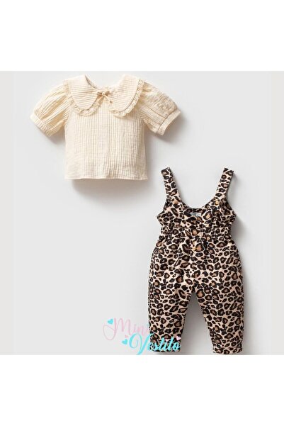 MiniVestito 🐆 “Mini Diva” Leopar Askılı Tulum & Dantel Yakalı Bluz Takımı
