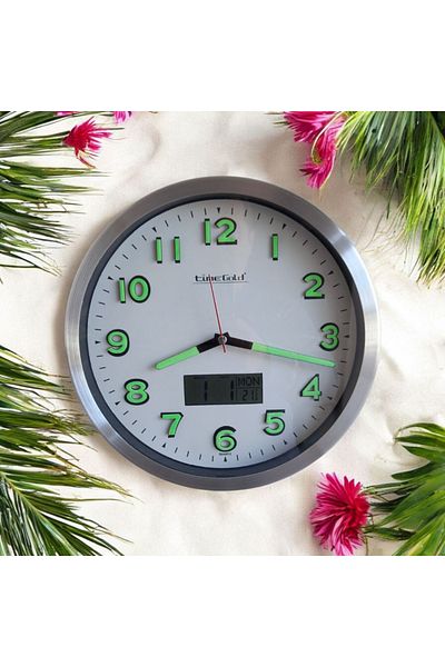 Bahat Phosphorescent 3D Embossed Number Thermometer Heat Meter Digital Wall Clock Metal 30 cm