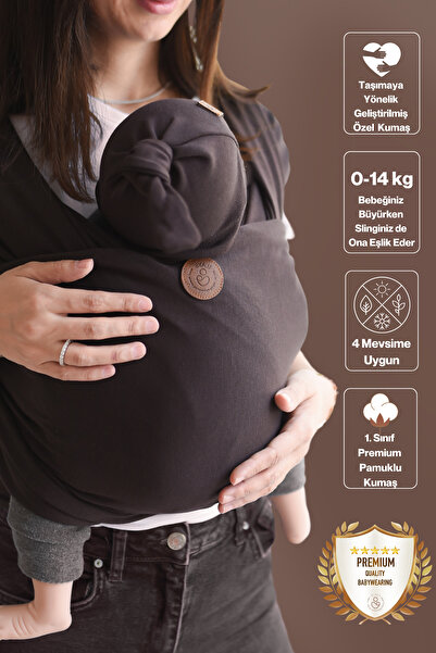 ilays beauty Premium Birinci Sınıf Pamuklu Esnek Wrap Sling Acı Kahve (BABYWEARİNGE ÖZEL ÜRETİM KUMAŞ)