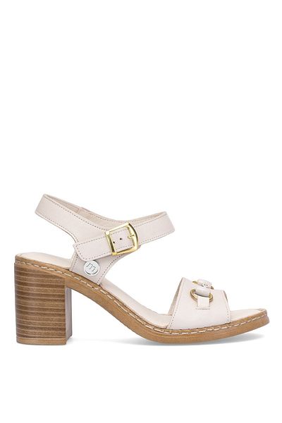 Mammamia D25Ys-2420 Women Genuine Leather Heeled Sandals Bone
