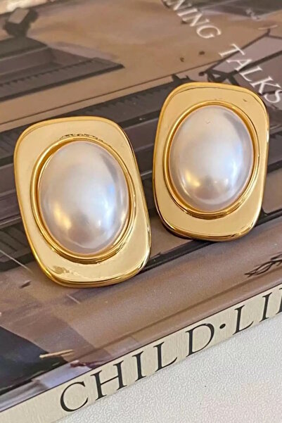 CAŞ DEKORASYON Gold Color Pearl Earrings (Pair)