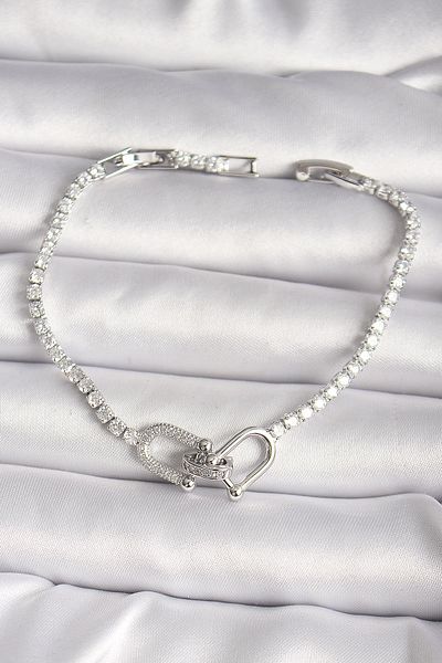 Skygo Brass Silver Color Waterway Zircon Stone Tiffany Model Women's Bracelet - Tj-Bb6630