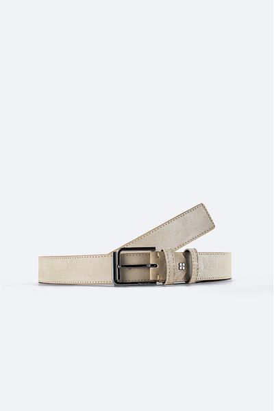 Avva Men's Plain Belt - 100% Suede Leather, Stitched, Stone Color A41y9314
