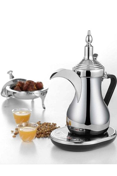 Denx ماكينة صنع القهوة العربية السعودية الكهربائية سريعة التحضير من دينكس، سعة 600 مل