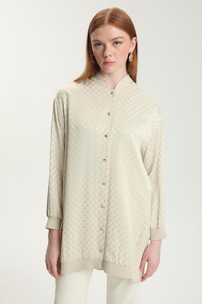 Zühre Jacquard Judge Collar Stone Jacket C-0134