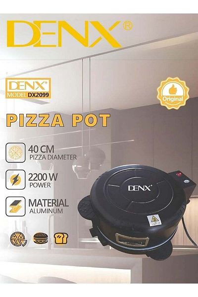 Denx صانعة الخبز العربي والبيتزا الكهربائية - 40 سم، 2200 واط