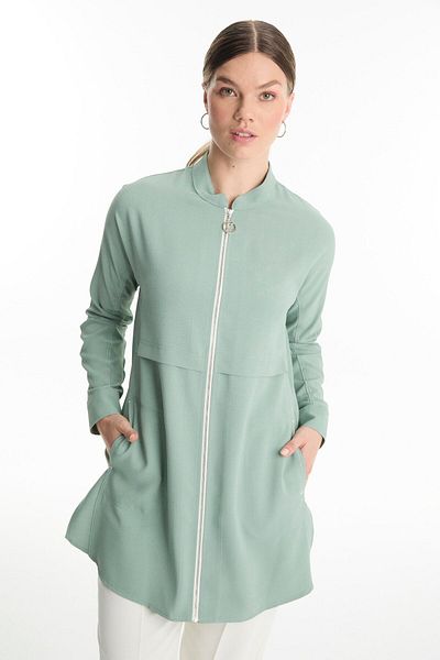 Zühre Zippered Judge Collar Mint Jacket C-0130