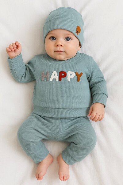 Generic Brand Happy Embroidered 2-Piece Cotton Baby Boy Set