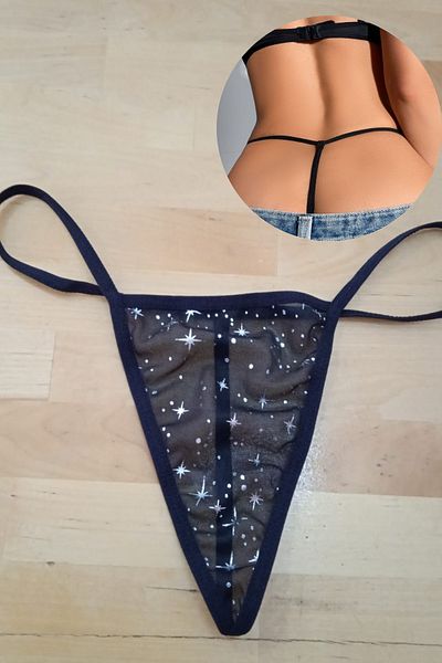 Anastasia Underwear String Thong Panties Stylish Model Designed with Tulle and Micro Fabric
