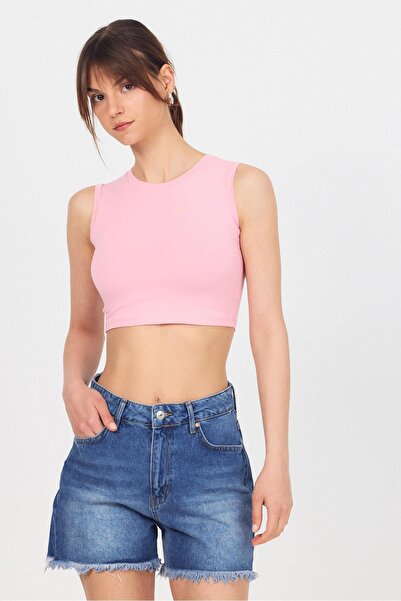 Rays Ροζ Crew Neck Crop Tank Top 9189M