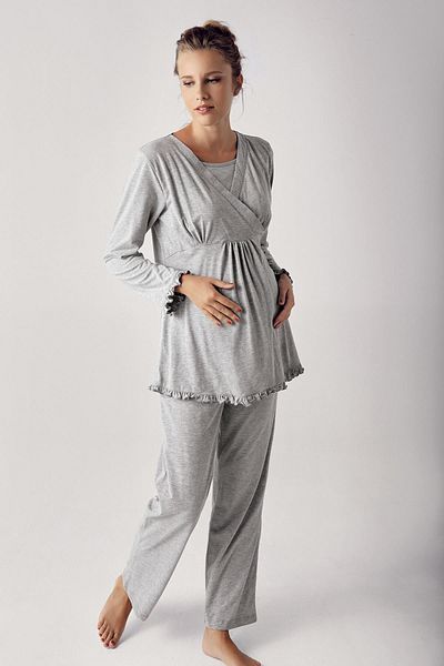 Artış Women's Long Sleeve Stretchy Cotton Fabric Maternity Pajamas Set 13201