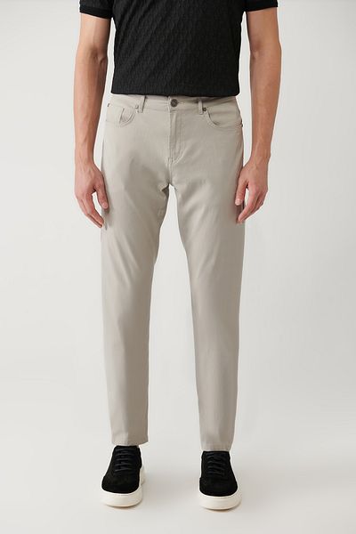 Avva Men's Stone Slim Fit Classic Waist 5 Pocket Trousers A41Y3071
