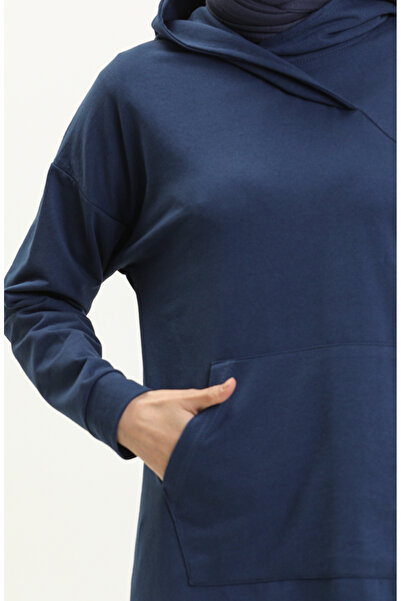 sefamerve Kanguru Cepli Spor Tunik 3032-08 İndigo