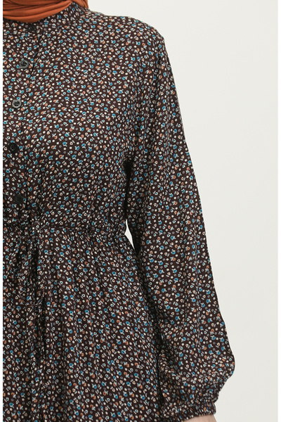 sefamerve Φόρεμα με μισά κουμπιά - Καφέ 0368-02