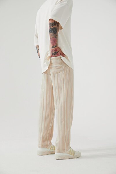 Machinist Men's Maroken Barbaros Striped Relaxed Baggy Stone Sweatpants