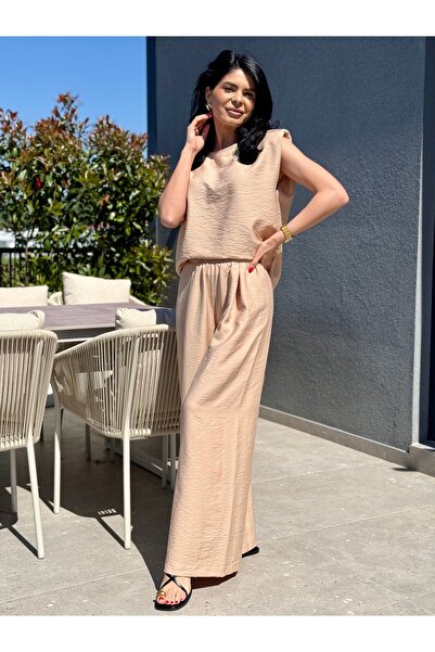 RAMONA BADESCU Γυναικείο Κοστούμι με Χαλαρό Κούρεμα, Χρυσαφί Μπεζ Χρώμα, Κοστ...