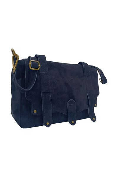 EVoStyle Geanta EVoStyle ME25, Piele Naturala Suede Italia, Culoare Negru, 29 x 19 x 10.50 cm