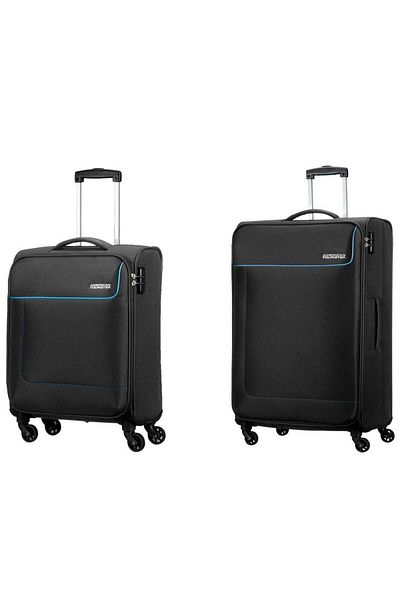 American Tourister HOLIDAY 2-Piece Luggage Set (Cabin & Medium) - Soft Shell, Black