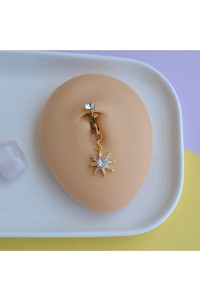 Heppii Non-Perforated North Star Dangle Compression Clip-On Belly Piercing Belly Piercing